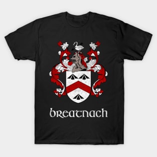 Breatnach Name / Faded Style Family Crest Coat Of Arms Design T-Shirt